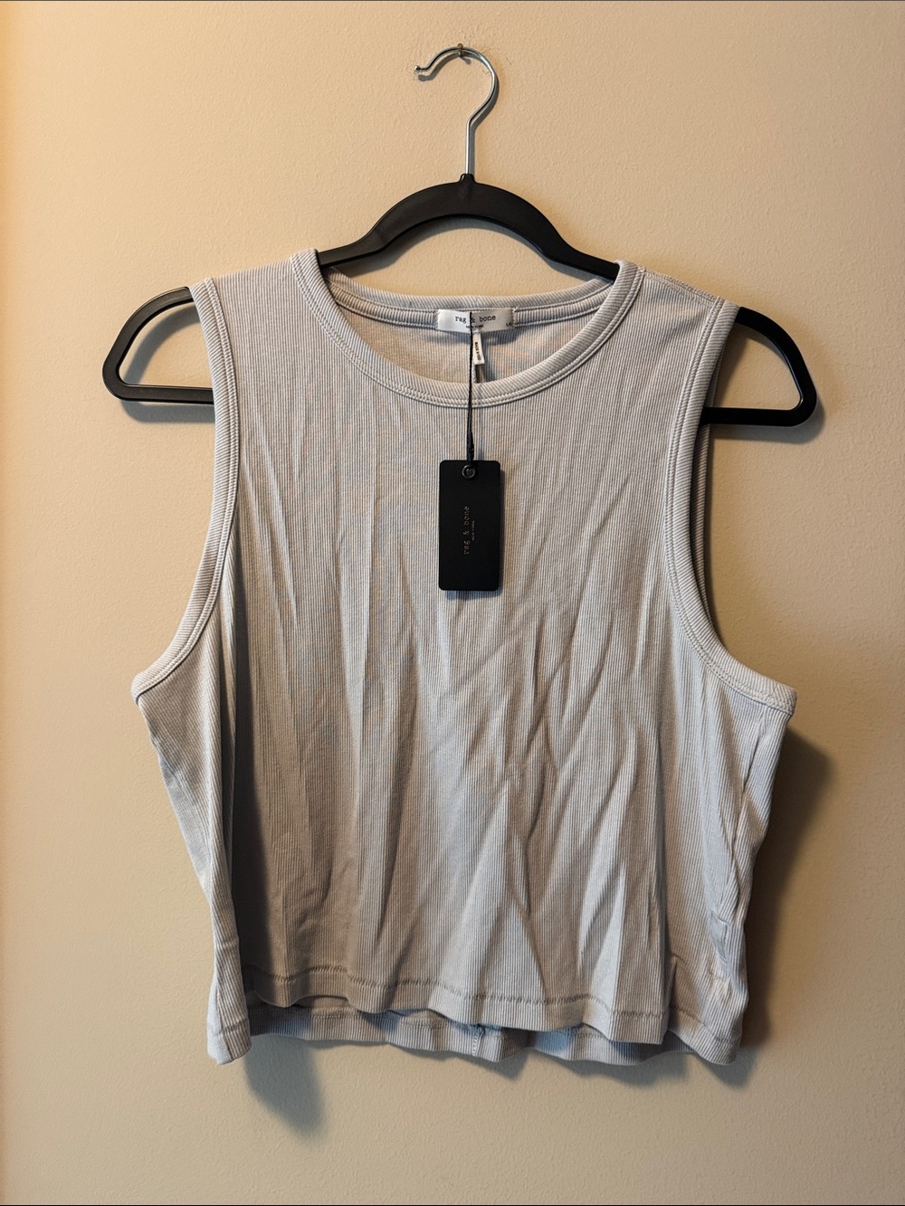 rag & bone Light Gray Ribbed Crop Tank